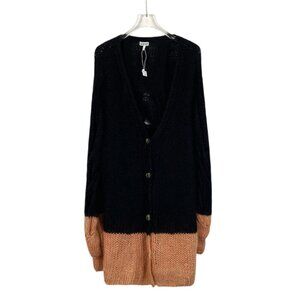 Loewe Black Mohair V-Neck Single-Breasted Long Knit Cardigan